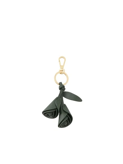 PORTACHIAVI IN PELLE CON PENDENTI FLOREALI DONNA VERDE