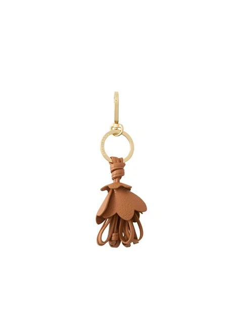 PORTACHIAVI IN PELLE CON PENDENTE FLOREALE DONNA CUOIO