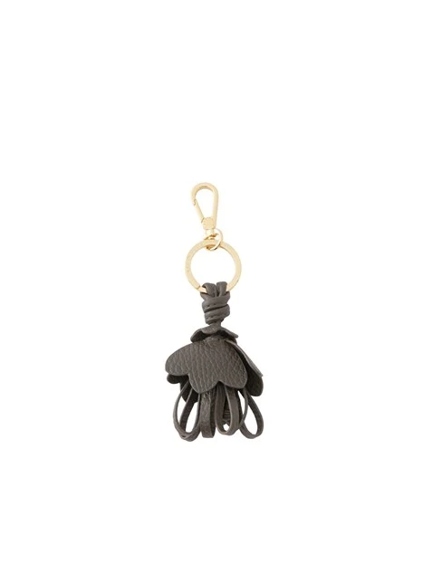 PORTACHIAVI IN PELLE CON PENDENTE FLOREALE DONNA MARRONE