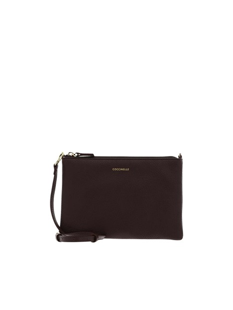 BORSA A TRACOLLA COMPATTA IN PELLE CON ZIP DONNA MARRONE