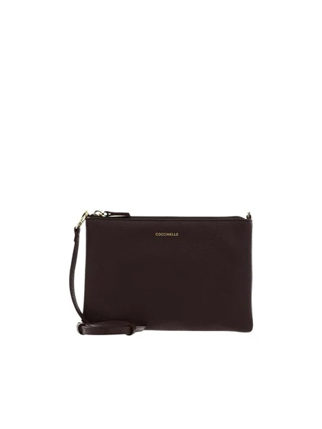 BORSA A TRACOLLA COMPATTA IN PELLE CON ZIP DONNA MARRONE