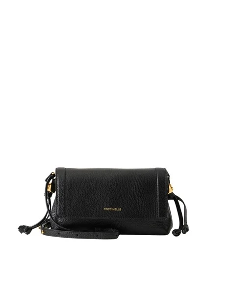 BORSA A TRACOLLA IN PELLE MARTELLATA CON PATTINA DONNA NERO