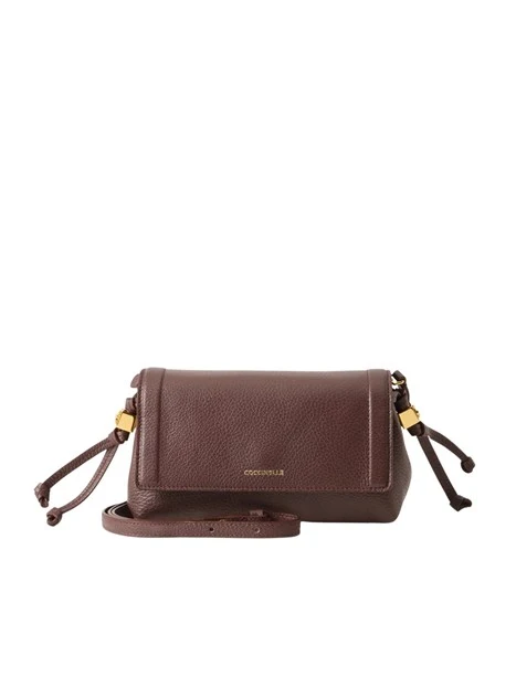 BORSA A TRACOLLA IN PELLE MARTELLATA CON PATTINA DONNA MARRONE