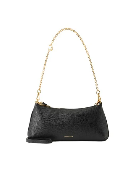 BORSA A SPALLA IN PELLE CON CATENA DONNA NERO