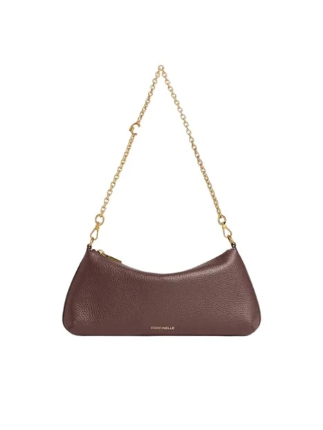 BORSA A SPALLA IN PELLE CON CATENA DONNA MARRONE