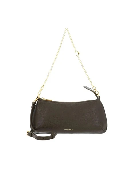 BORSA A SPALLA IN PELLE E CON CATENA DONNA MARRONE