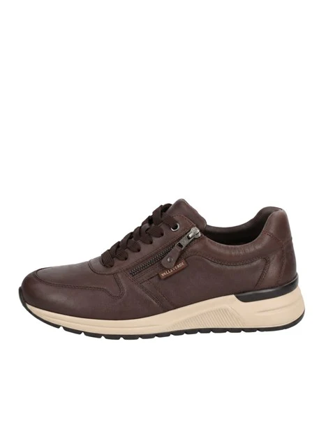 SNEAKERS BASSE IN PELLE CON LACCI E ZIP UOMO MARRONE