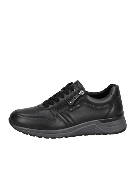 SNEAKERS BASSE IN PELLE CON LACCI E ZIP UOMO NERO