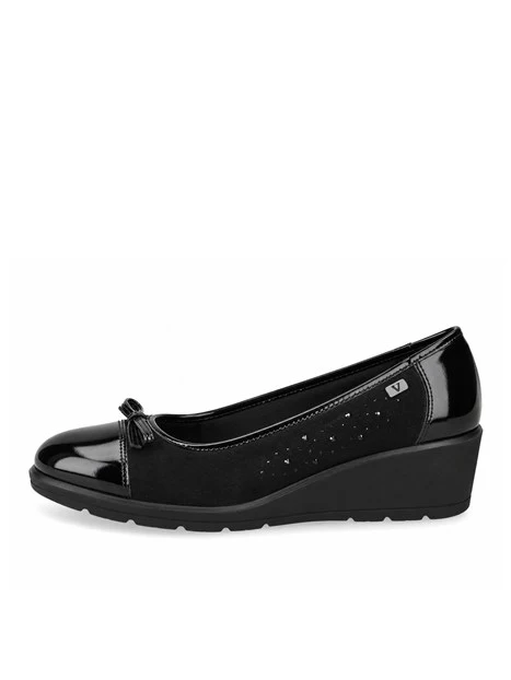 BALLERINE IN PELLE SCAMOSCIATA CON ZEPPA E FIOCCO DONNA NERO