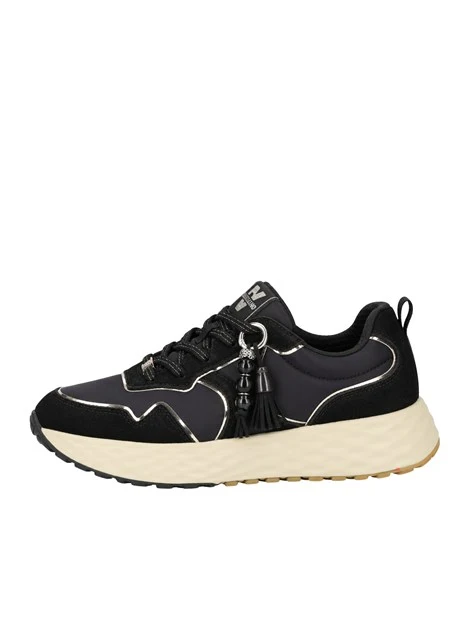 SNEAKERS BASSE CON PLATFORM E PENDENTI DECORATIVI DONNA NERO