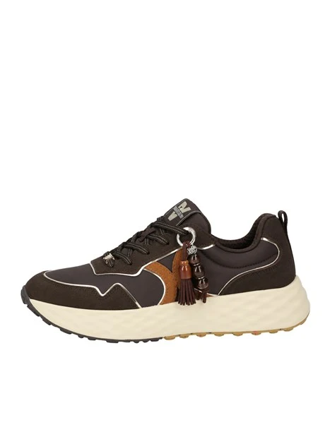 SNEAKERS BASSE CON PLATFORM E PENDENTI DECORATIVI DONNA MARRONE