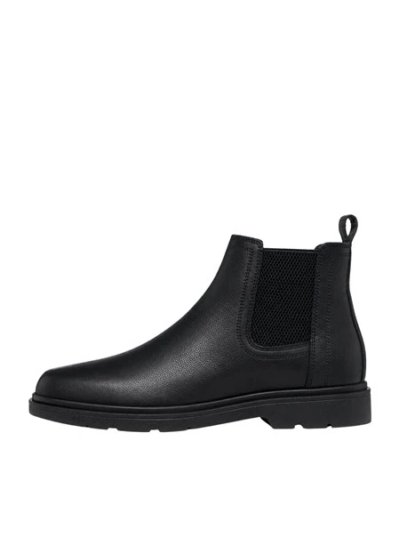 STIVALETTI CHELSEA IN PELLE CON INSERTI ELASTICI UOMO NERO