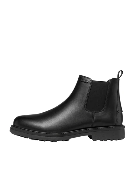 STIVALETTI TACCO BASSO CHELSEA IN PELLE CON SUOLA CARRARMATO UOMO NERO