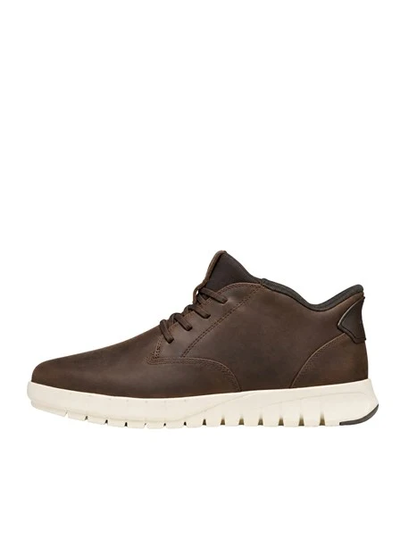 SNEAKERS BASSE IN PELLE CON SUOLA FLESSIBILE A CONTRASTO UOMO MARRONE