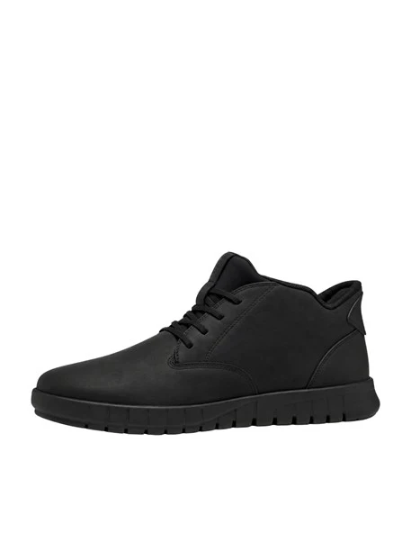 SNEAKERS ALTE IN PELLE CON SUOLA SCANALATA UOMO NERO