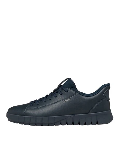SNEAKERS BASSE IN PELLE MONOCROMATICHE UOMO BLU NAVY