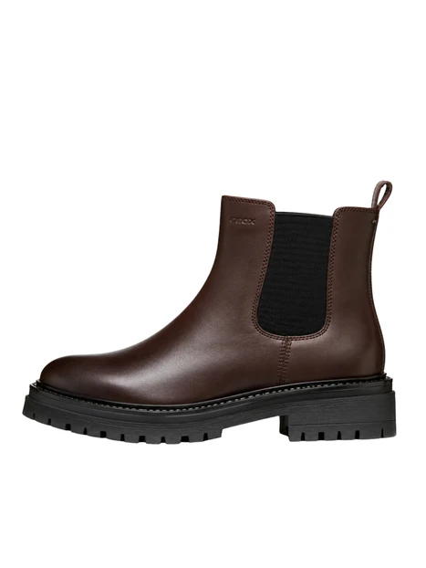 STIVALETTI CHELSEA IN PELLE CON SUOLA CARRARMATO DONNA MARRONE