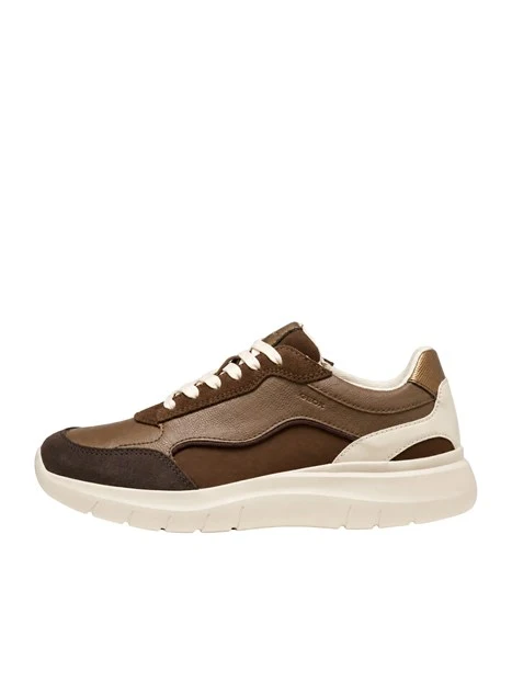 SNEAKERS BASSE MULTIMATERIALE CON SUOLA CHUNKY DONNA MARRONE