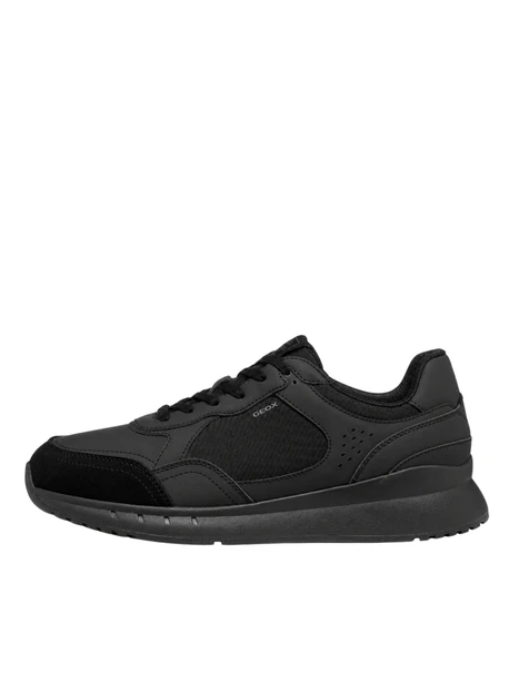 SNEAKERS BASSE MULTIMATERIALE CON INSERTI SCAMOSCIATI UOMO NERO