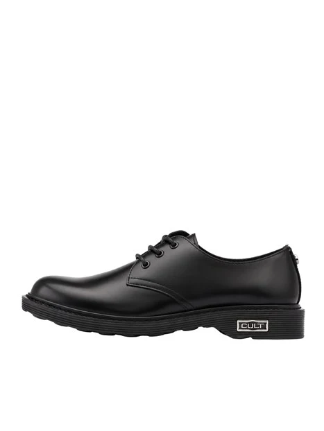 STRINGATE DERBY IN PELLE CON FONDO DENTELLATO DONNA NERO