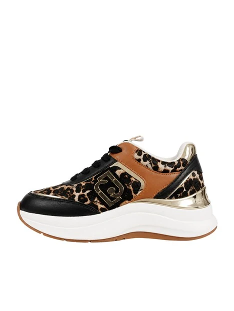 SNEAKERS ALTE BF6029TX549 LEOPARDATO DONNA NERO