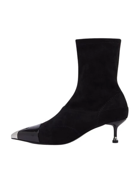 STIVALETTI TACCO BASSO CON PUNTALE METALLICO SF6009TX562 DONNA NERO