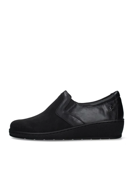 MOCASSINI SLIP-ON CON ZEPPA E INSERTO ELASTICO DONNA NERO