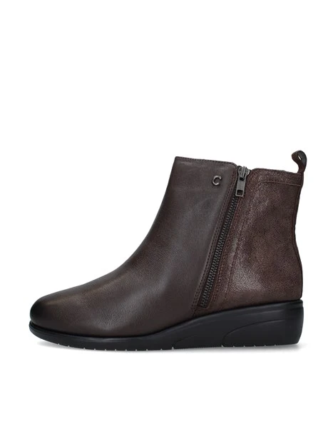STIVALETTI TACCO BASSO IN PELLE E CON ZIP LATERALE DONNA MARRONE
