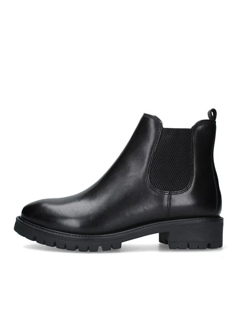 STIVALETTI TACCO BASSO CHELSEA CON SUOLA CARRARMATO DONNA NERO