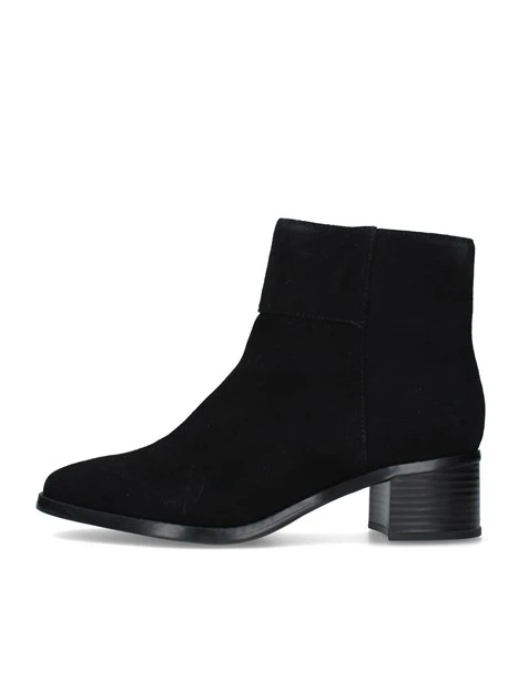 STIVALETTI TACCO ALTO IN CAMOSCIO CON TACCO LARGO DONNA NERO