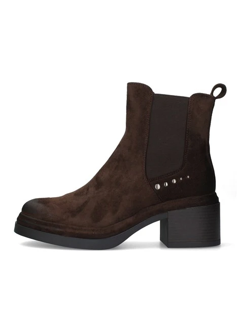STIVALETTI TACCO BASSO CHELSEA CON BORCHIE DONNA MARRONE