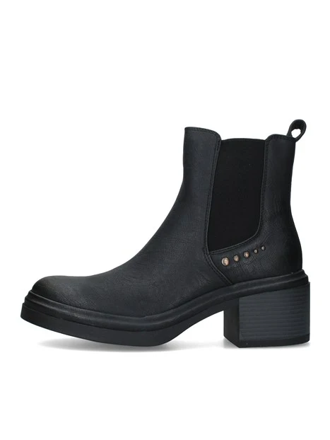 STIVALETTI TACCO BASSO CHELSEA CON BORCHIE DONNA NERO