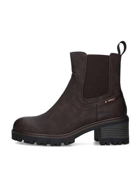 STIVALETTI TACCO ALTO CHELSEA CON INSERTI ELASTICI DONNA MARRONE