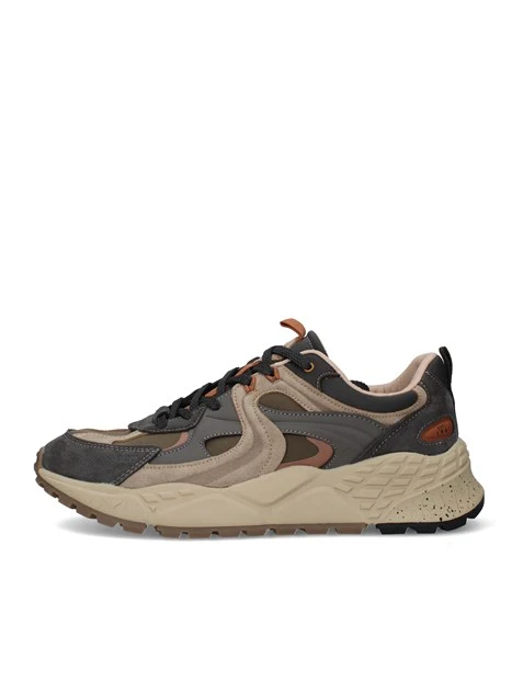 SNEAKERS BASSE IN CAMOSCIO CON INSERTI A CONTRASTO UOMO GRIGIO