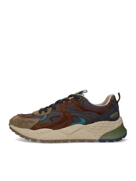 SNEAKERS BASSE IN CAMOSCIO CON INSERTI A CONTRASTO UOMO MARRONE