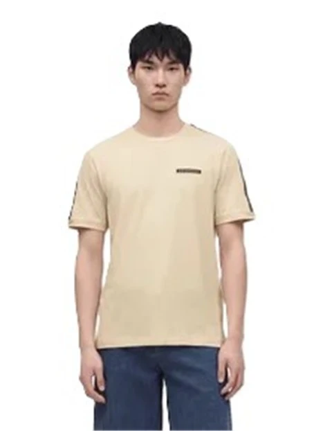 T-SHIRT MANICA CORTA LOGO SERIES CON BANDE SULLE SPALLE UOMO AVORIO