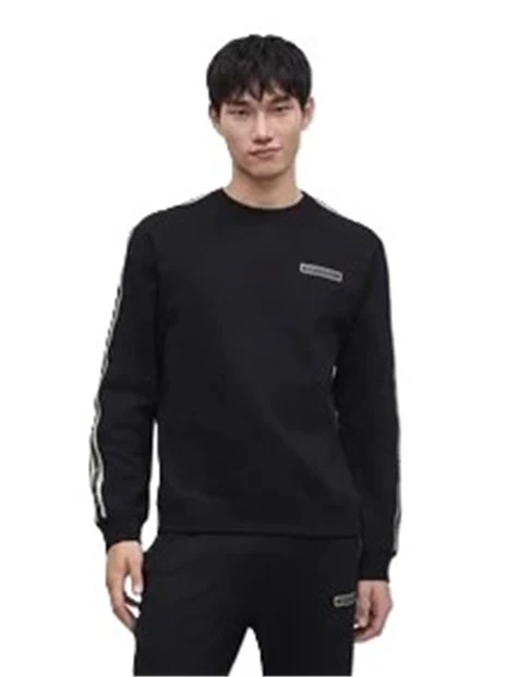 FELPA GIROCOLLO LOGO SERIES IN JERSEY UOMO NERO