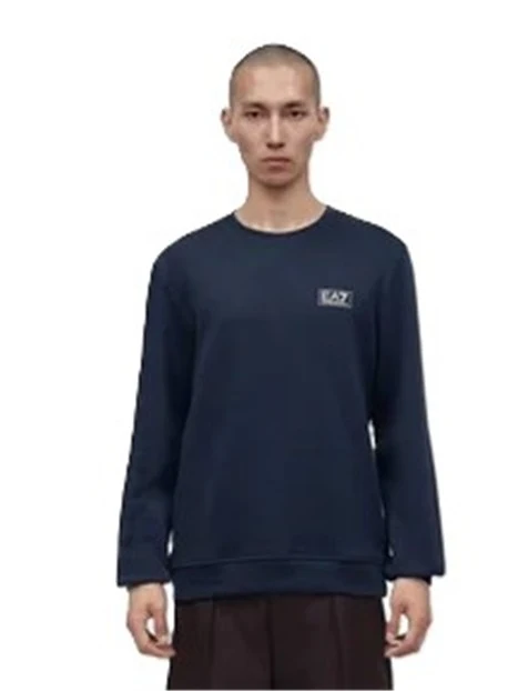 FELPA GIROCOLLO IN COTONE UOMO BLU