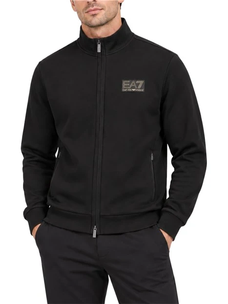 FELPA CON ZIP LOGATA E COLLETTO ALTO UOMO NERO