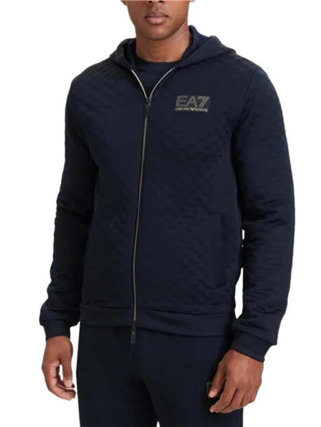 FELPA CON CAPPUCCIO E ZIP UOMO BLU