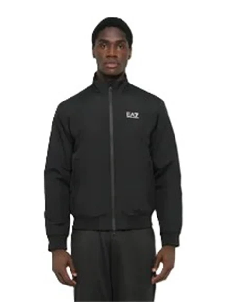 GIACCA BOMBER CON COLLETTO ALTO E ZIP UOMO NERO