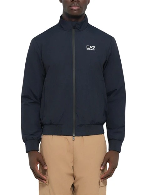 GIACCA BOMBER CON COLLETTO ALTO E ZIP UOMO BLU
