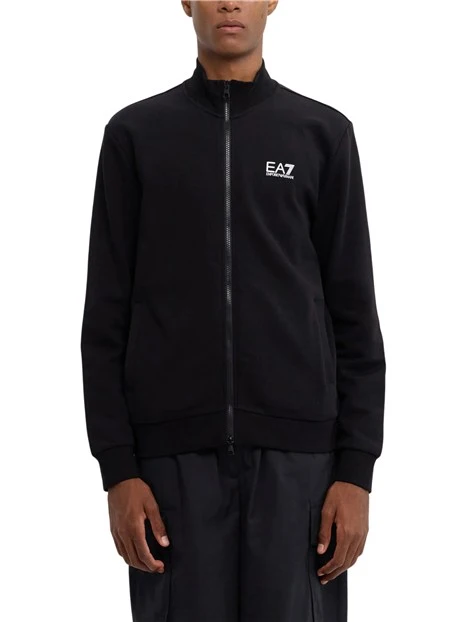 FELPA CON ZIP E COLLETTO ALTO UOMO NERO