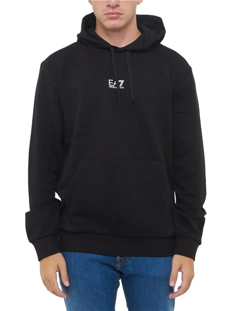 FELPA CON CAPPUCCIO LOGATA EA7 UOMO NERO