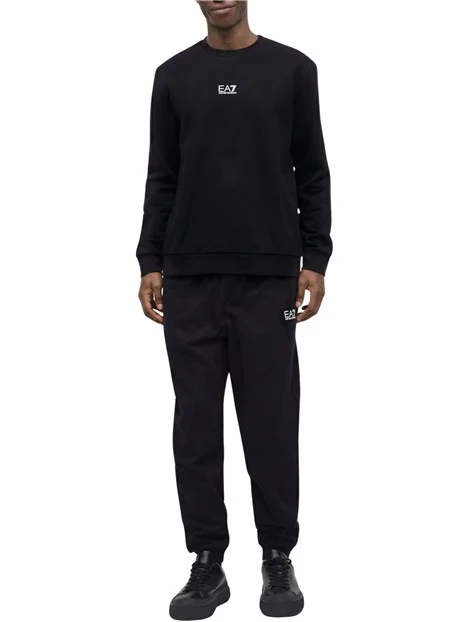 TUTA CON FELPA GIROCOLLO E JOGGER IN COTONE UOMO NERO