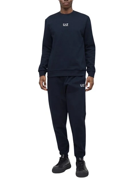 TUTA CON FELPA GIROCOLLO E JOGGER IN COTONE UOMO BLU