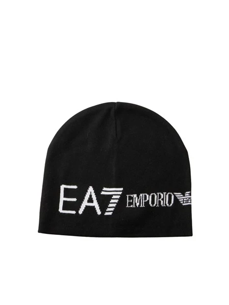 CAPPELLO A CALOTTA IN MAGLIA UOMO NERO E BIANCO