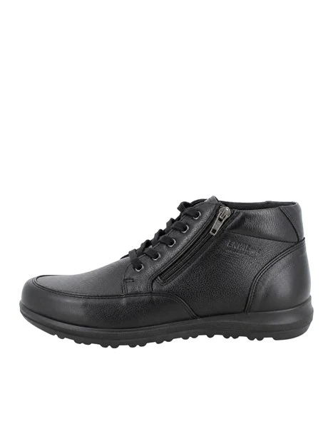 SNEAKERS ALTE IN PELLE CON LACCI E CON ZIP UOMO NERO