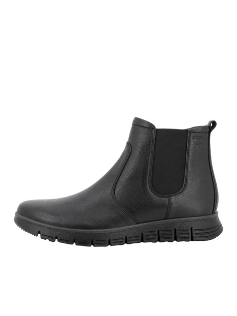 STIVALETTI IN PELLE CON ELASTICO UOMO NERO