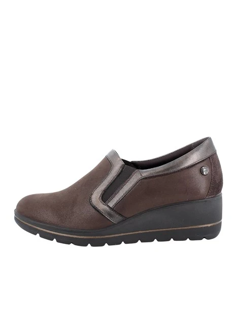 SNEAKERS SLIP ON IN TESSUTO STRETCH CON ZEPPA DONNA MARRONE